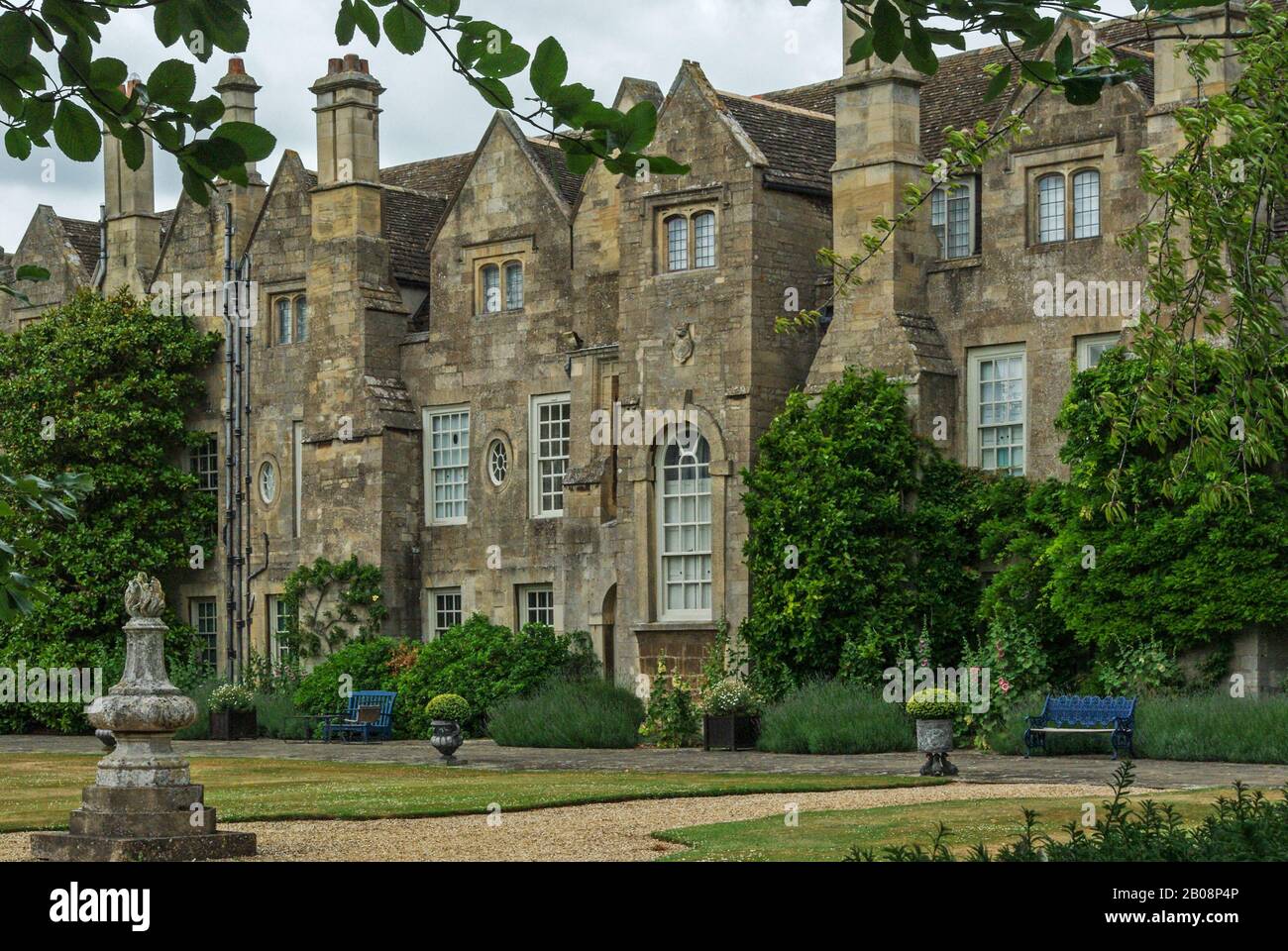 The exterior of Grimsthorpe Castle, Lincolnshire, UK; mainly Tudor but with the North Front rebuilt by Sir John Vanbrugh in 18th century. Stock Photo