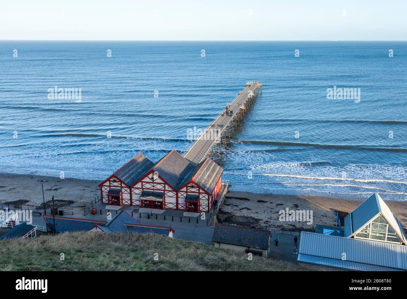 The pier and amusement building at Saltburn by the Sea,England,UK Stock