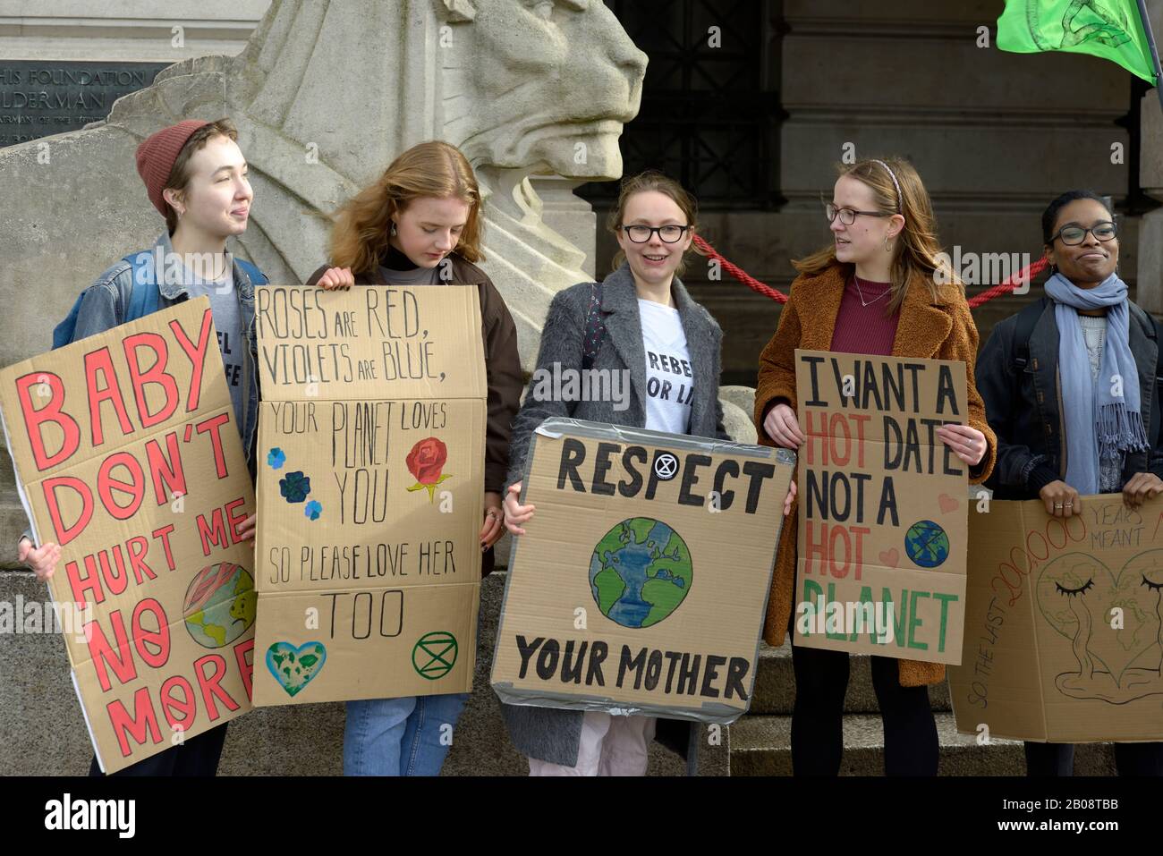young people protesting Climate Change, in Nottingham. Stock Photo