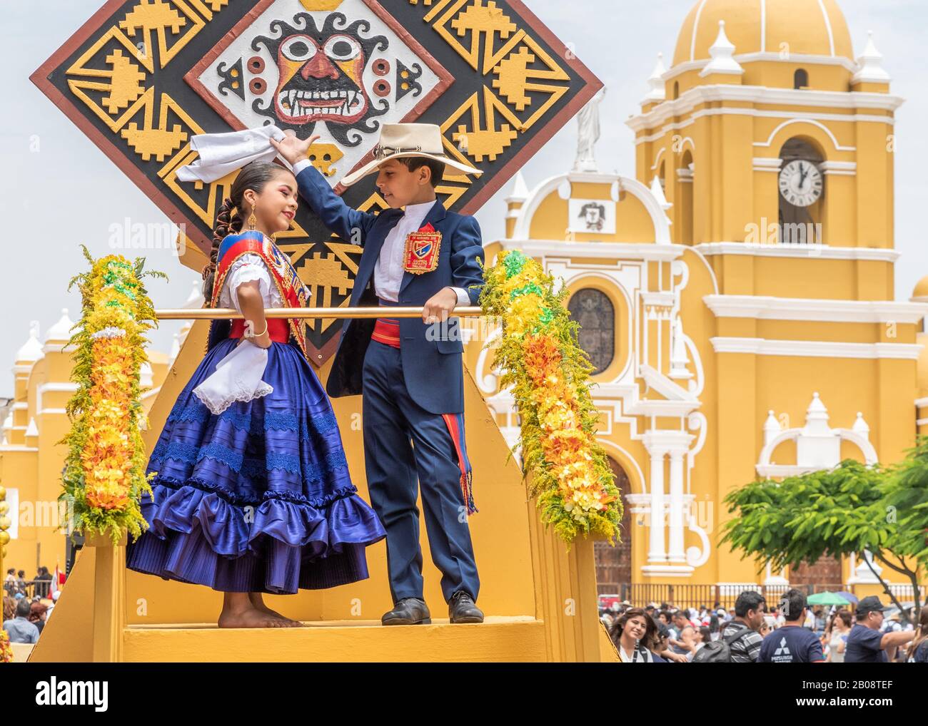 Two Young Previous Winners Of The Marinera Dance Festival Parade 