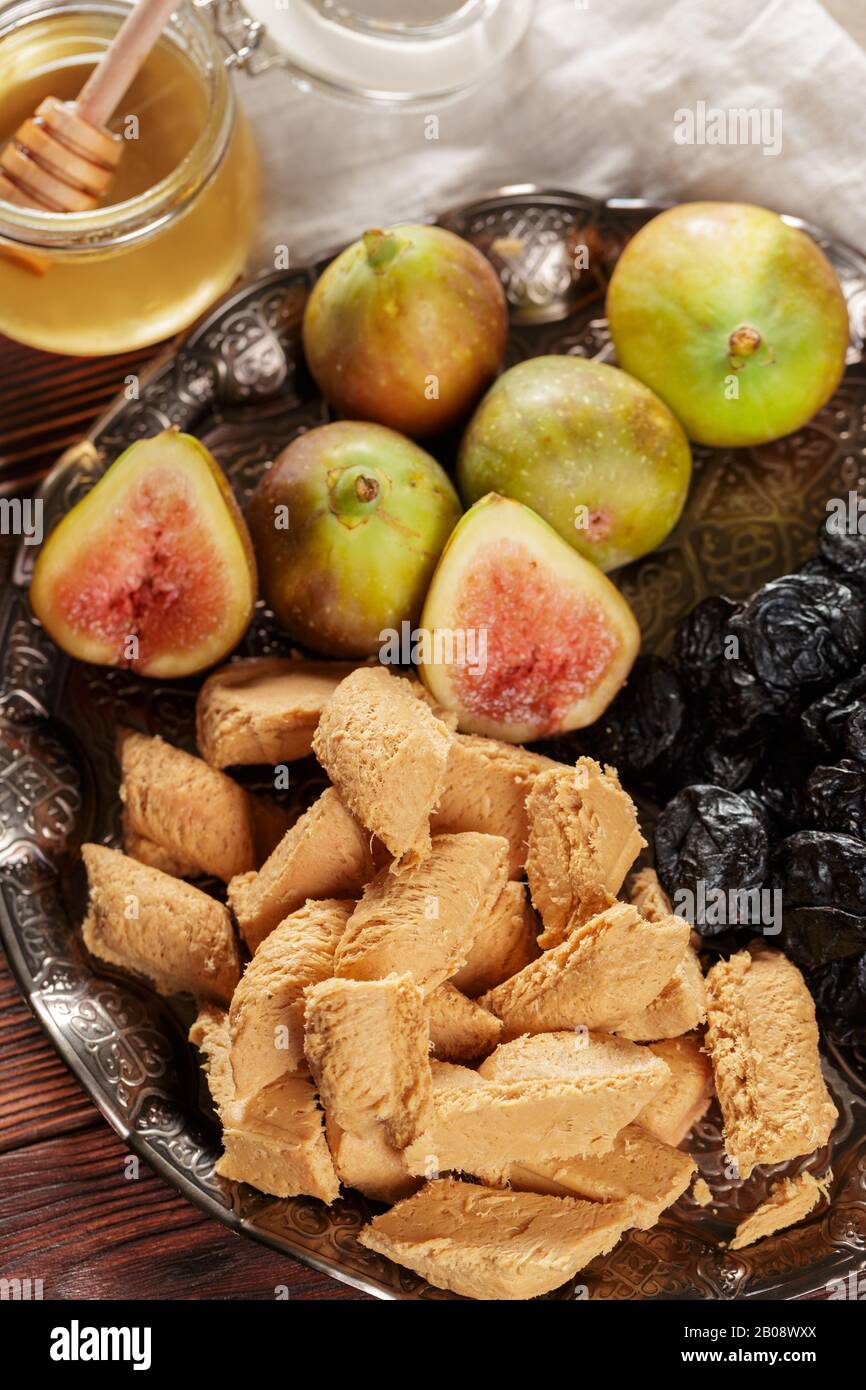 sunflower halva on the table. creative photo Stock Photo Alamy