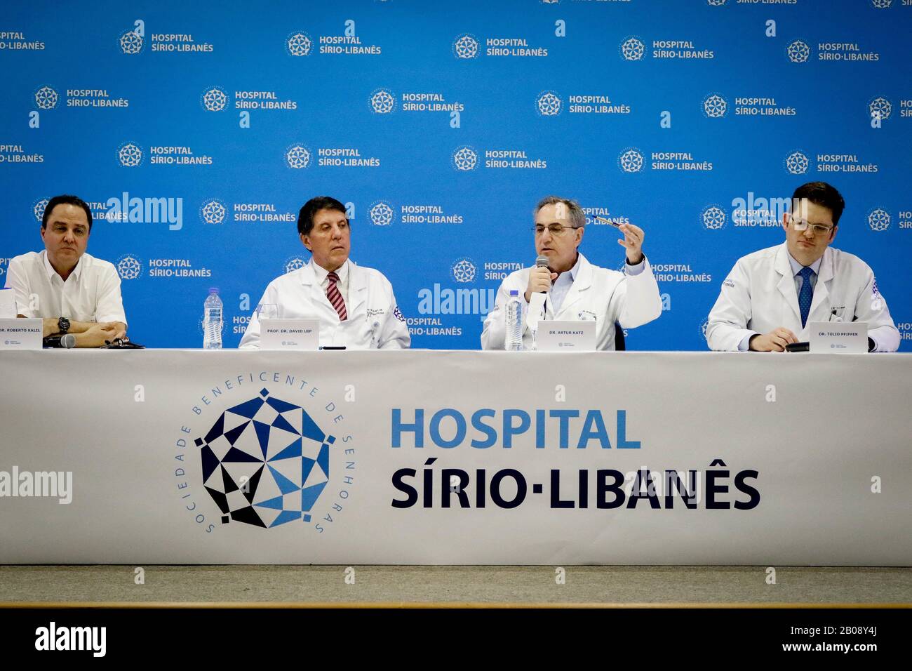 SÃO PAULO, SP - 19.02.2020: COLETIVA SOBRE TRATAMENTO DE BRUNO COVAS - The  medical team at Hospital Sírio Libanês, which takes care of the health of  the mayor of the city of