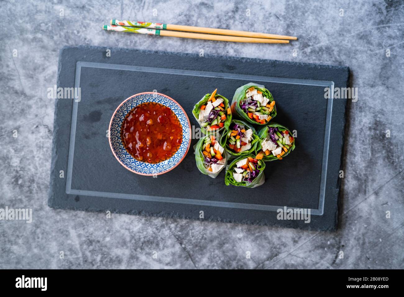 Healthy Asian Vietnamese Spring Roll / Goicuon with Rice Paper Rolls