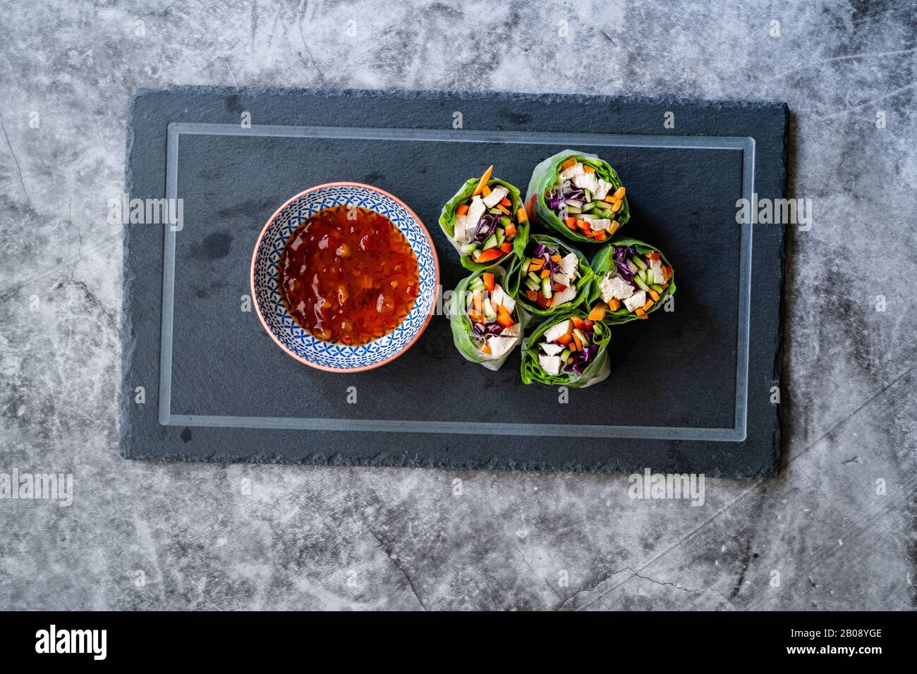 Healthy Asian Vietnamese Spring Roll / Goicuon with Rice Paper Rolls