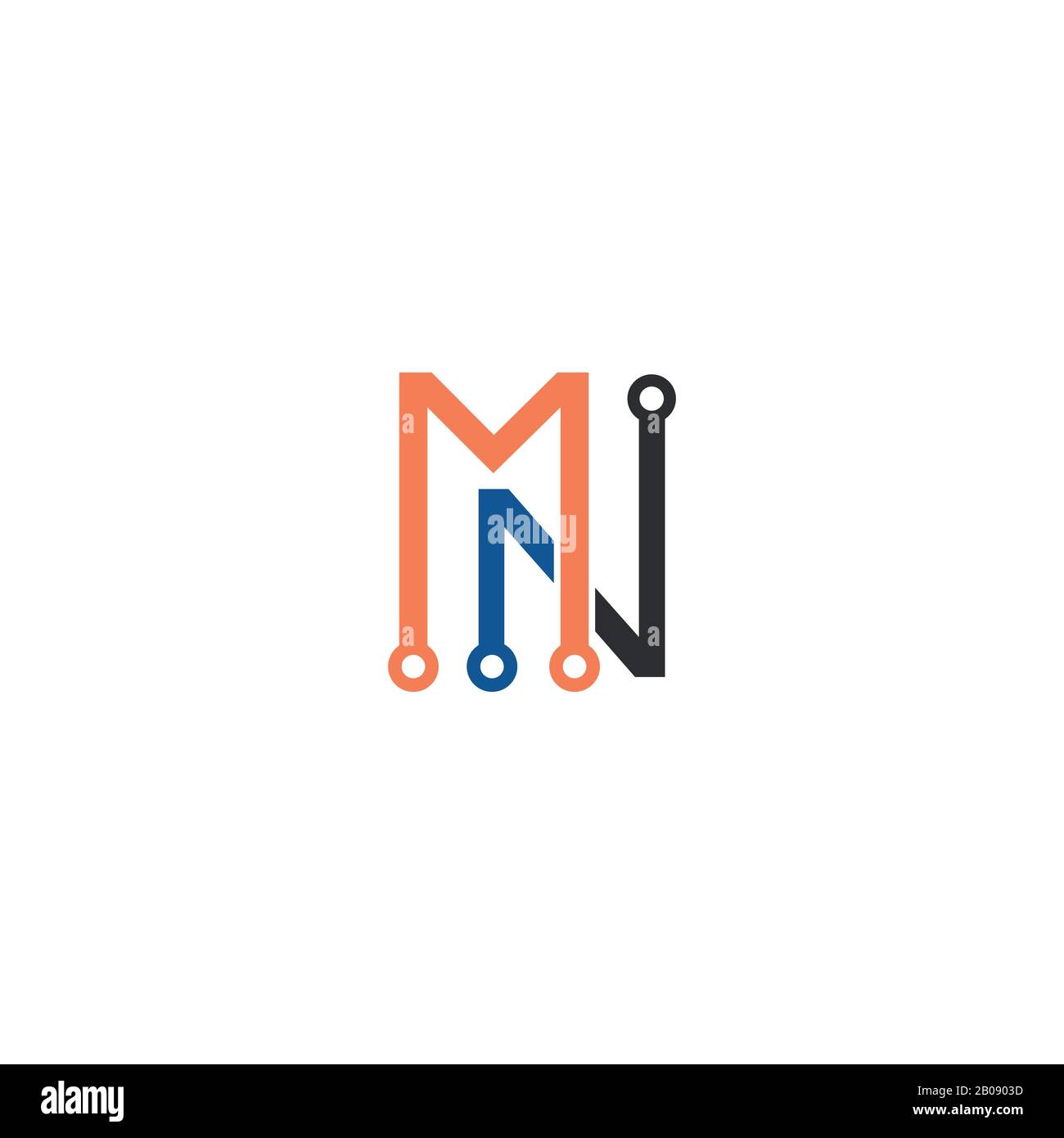 Initial letter mn or nm logo vector design template Stock Vector Image ...