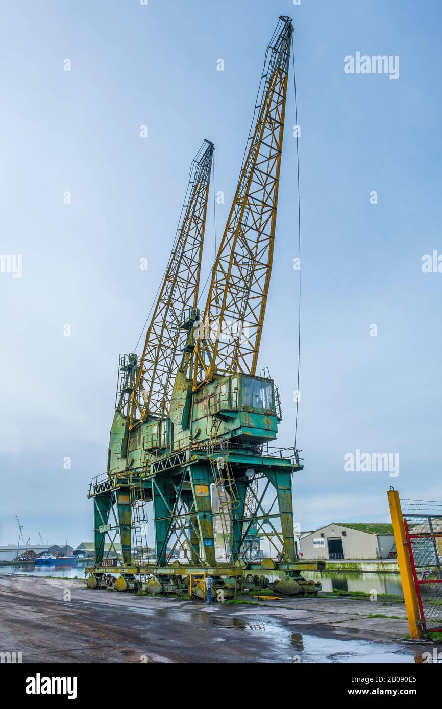 Cranes at Sharpness Docks. Stock Photo