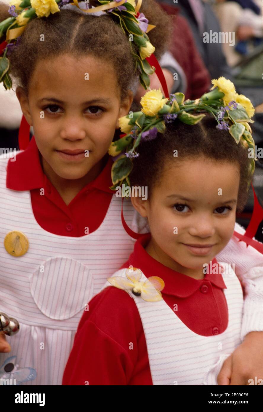 Red and white dressed bridesmaids Stock Photo - Alamy
