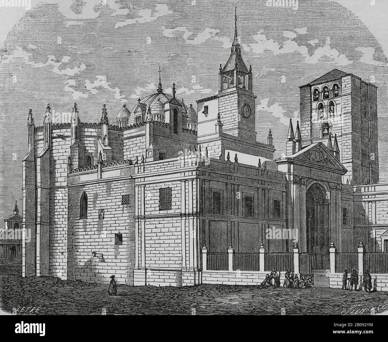 Spain, Zamora. Cathedral. It was founded by King Alfonso VII and consecrated in 1175. Illustration by Letre. Engraving by Sierra, 19th century. Cronica General de España, Historia Ilustrada y Descriptiva de sus Provincias. Asturias and Leon, 1867. Stock Photo