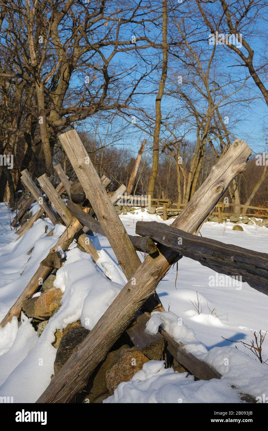 Wooden fence near the Hartwell Tavern along the Battle Road at Minute