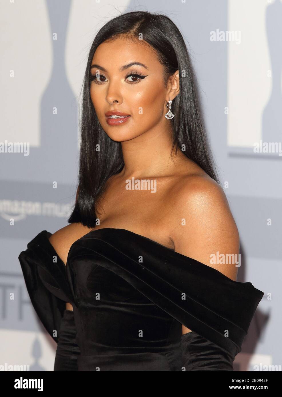 Maya Jama attends the 40th Brit Awards Red Carpet arrivals at The O2 Arena in London. Stock Photo