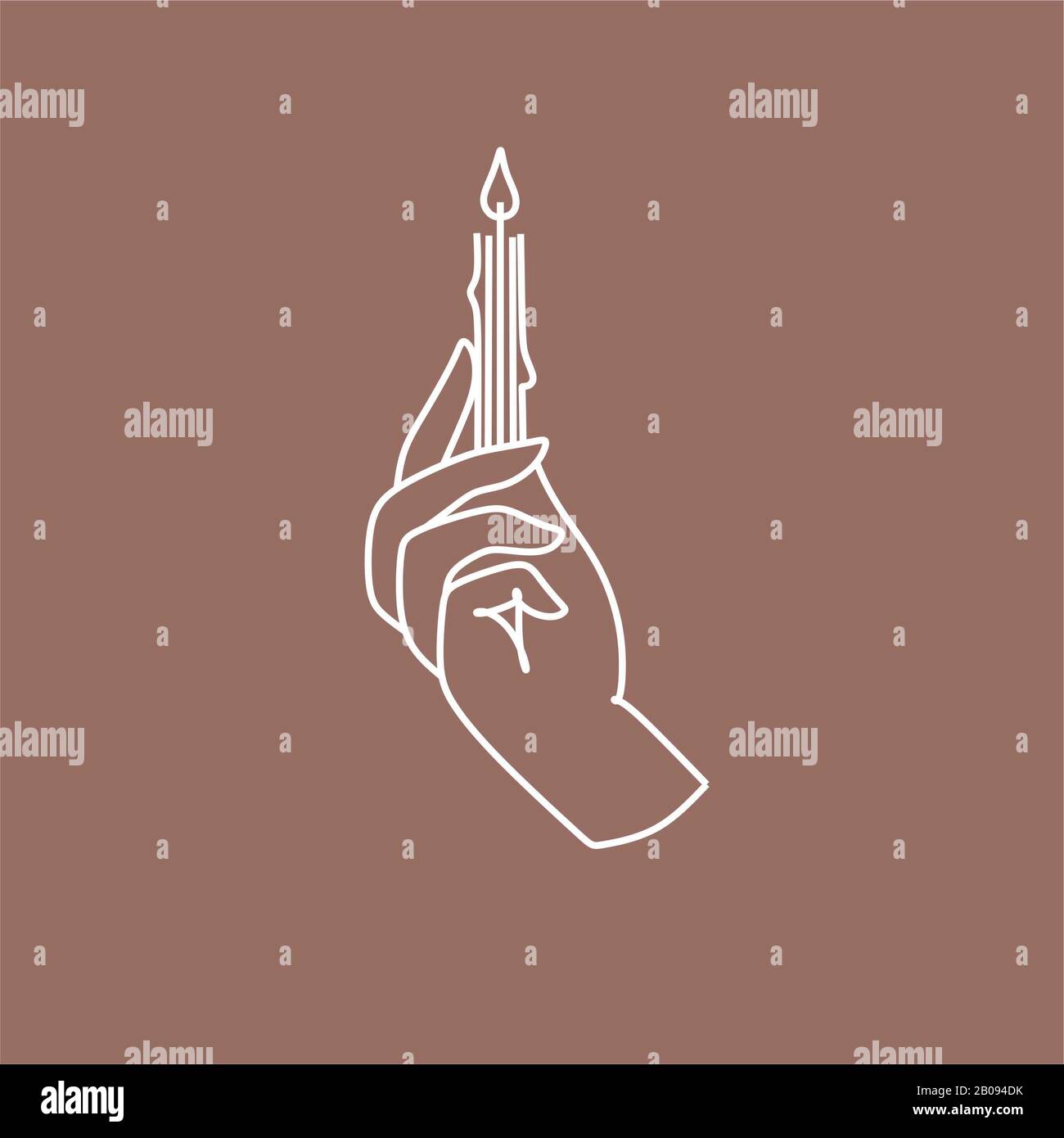 Candle in hand vector line drawing icon Stock Photo Alamy