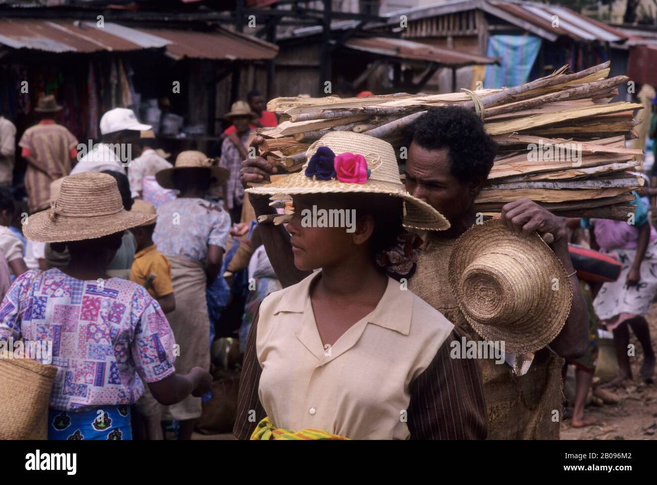 Market scene at the local farmers market in Mananjary in eastern Madagascar Stock Photo