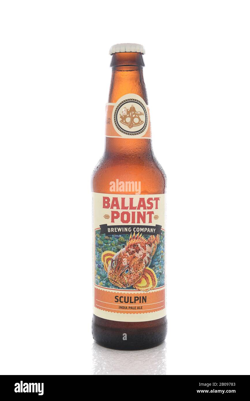 IRVINE, CALIFORNIA - AUGUST 25, 2016: Ballast Point Sculpin. Ballast Point, founded in 1996, was the first microdistillery in San Diego since Prohibit Stock Photo
