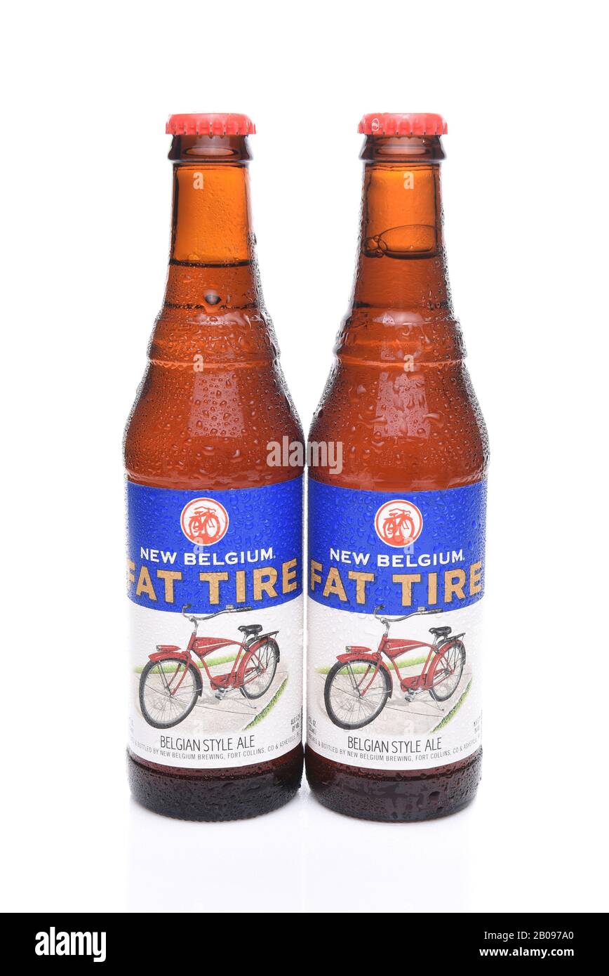 IRVINE, CALIFORNIA - December 14, 2017: Fat Tire Amber Ale. Two bottles of Fat Tire Amber Ale from the New Belgium Brewing Company, of Fort Collins, C Stock Photo