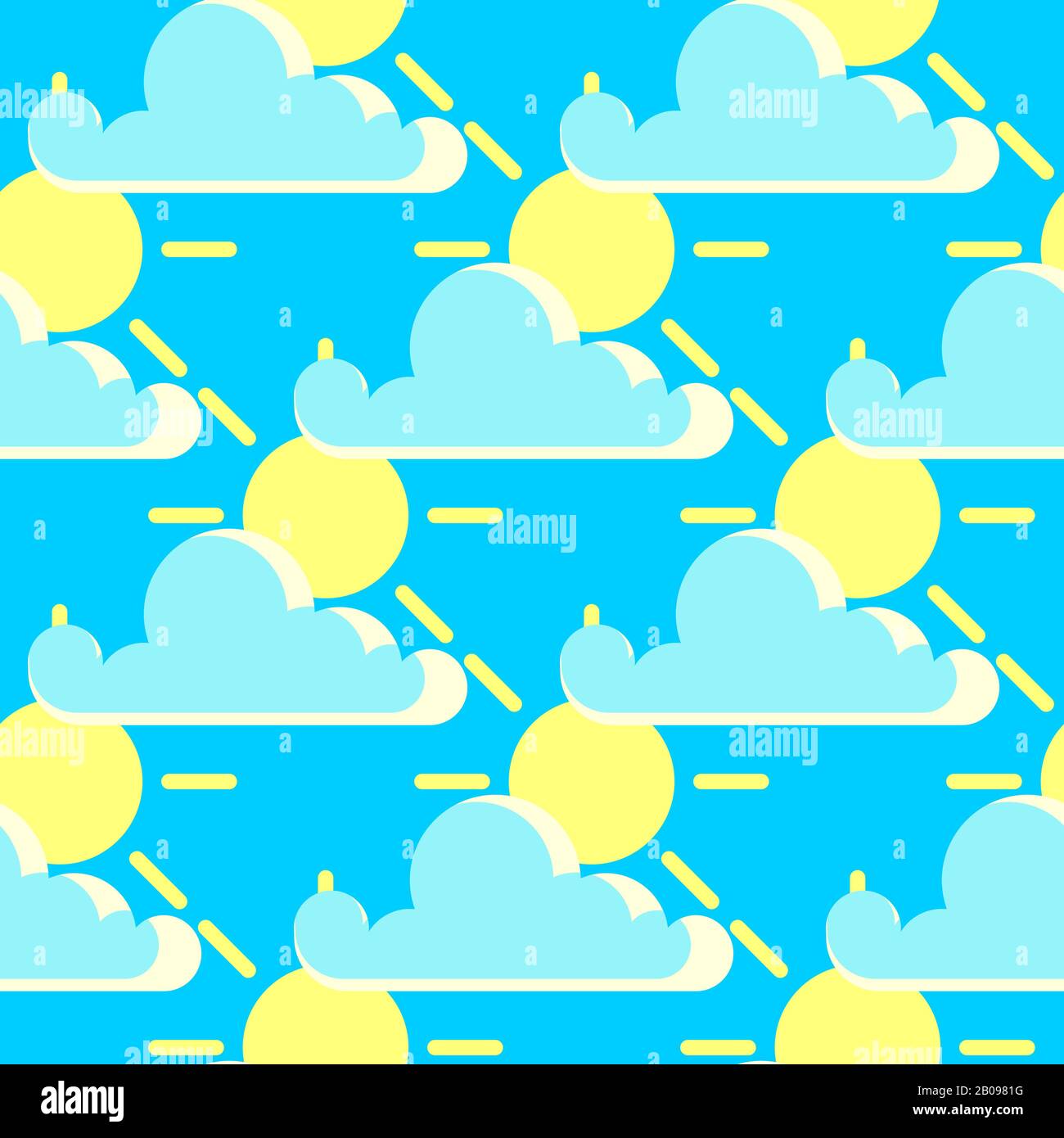 Vector clouds and the sun good weather seamless pattern. Background sunny weather illustration Stock Vector