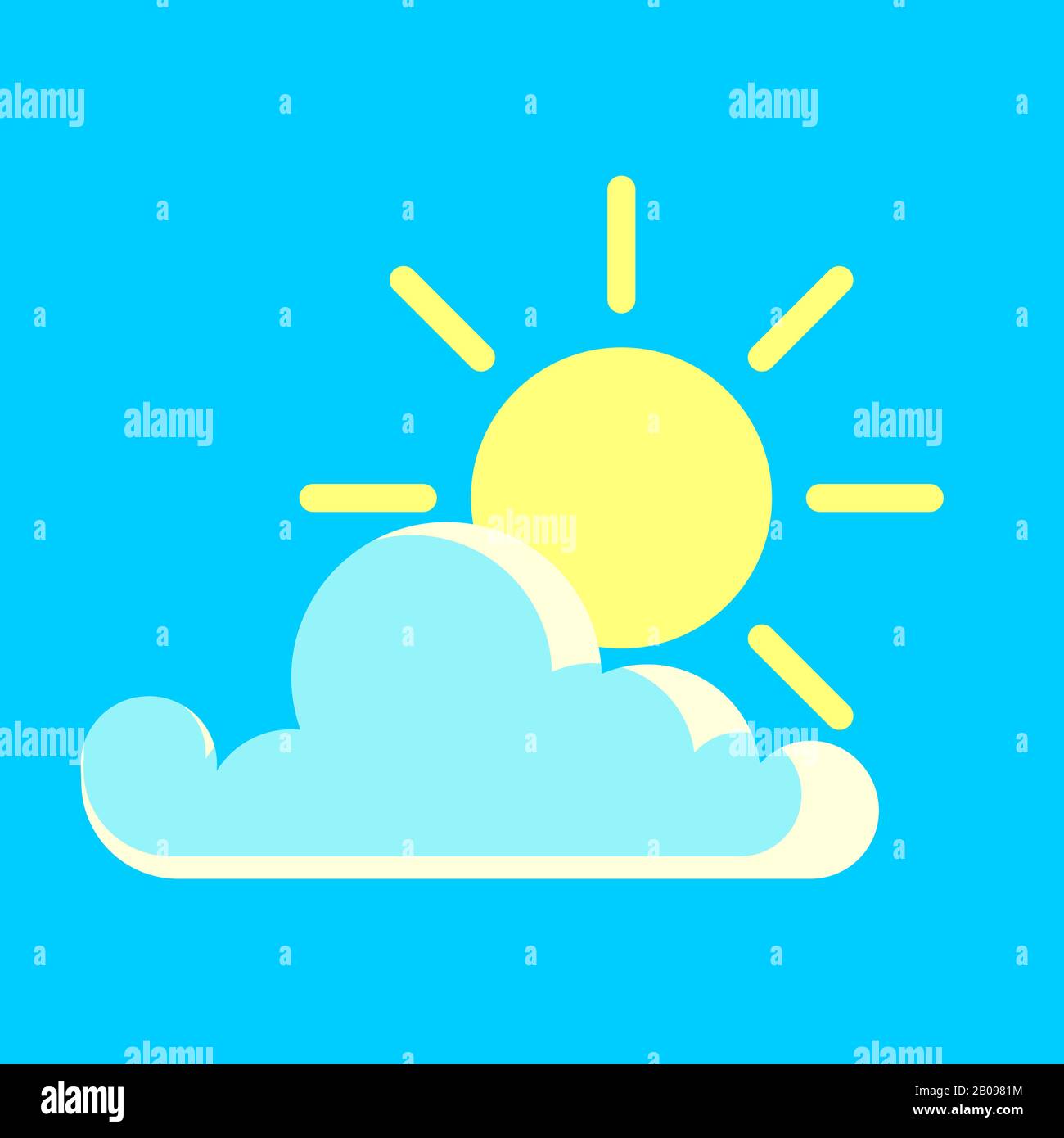 Vector blue sky and the sun day icon. Summer weather sunny illustration Stock Vector