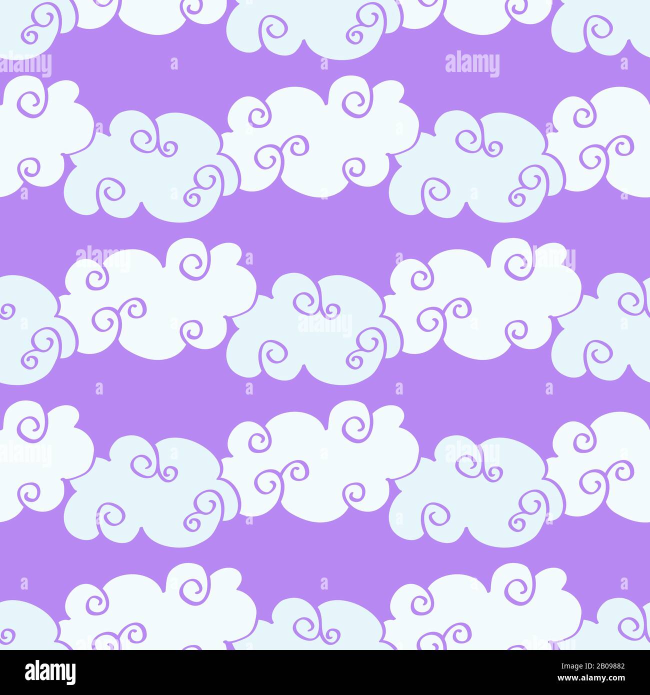 Pastel colored vector hand drawn clouds seamless pattern. Wallpaper