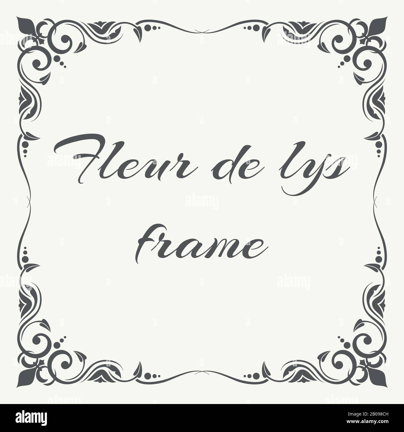 Fleur de lys ornate frame white background. Floral frame vector