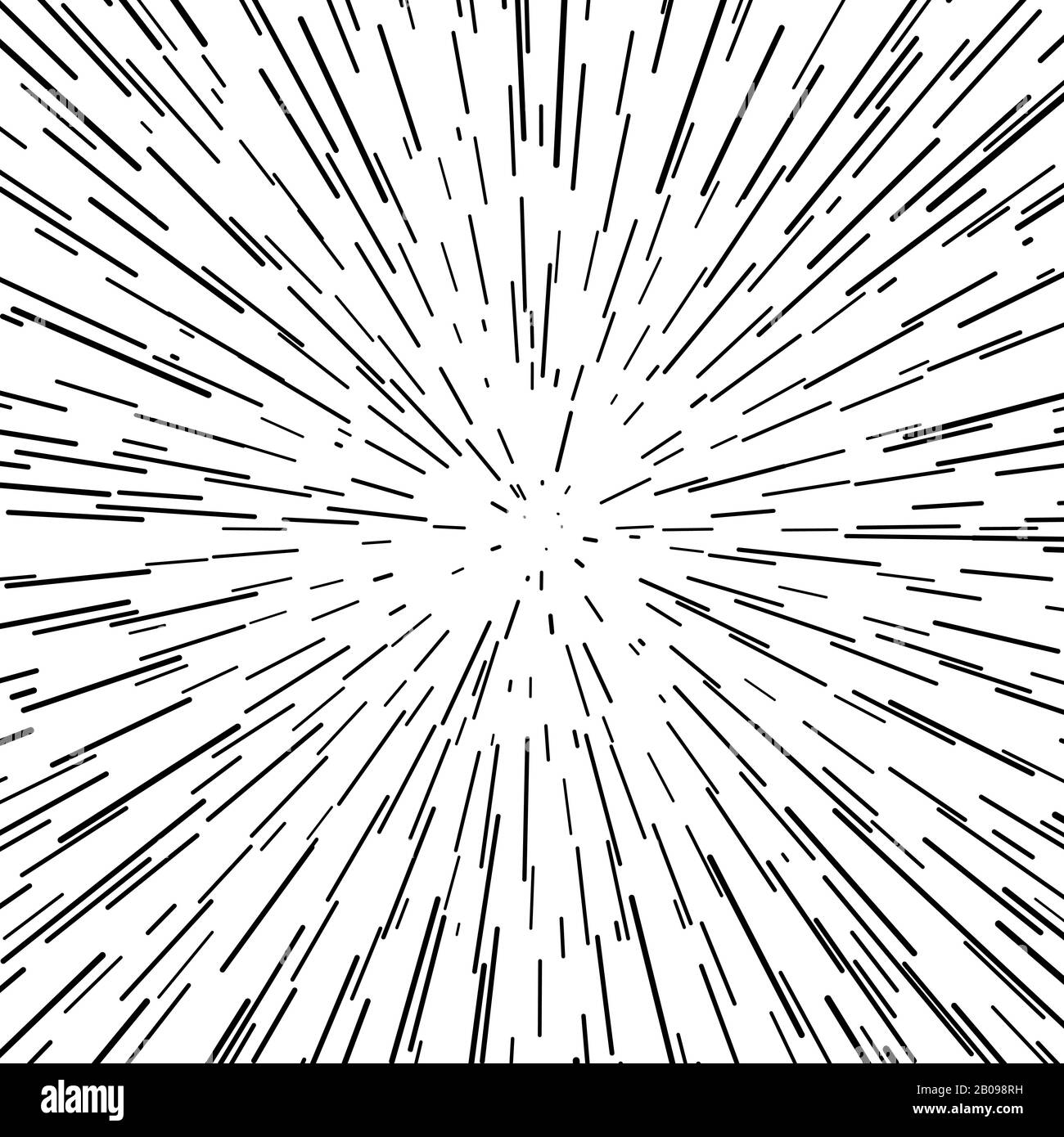 Radial speed, explosion, warp, zoom effect with lines abstract vector background. Radial effect from explosion, linear abstract radial background illustration Stock Vector