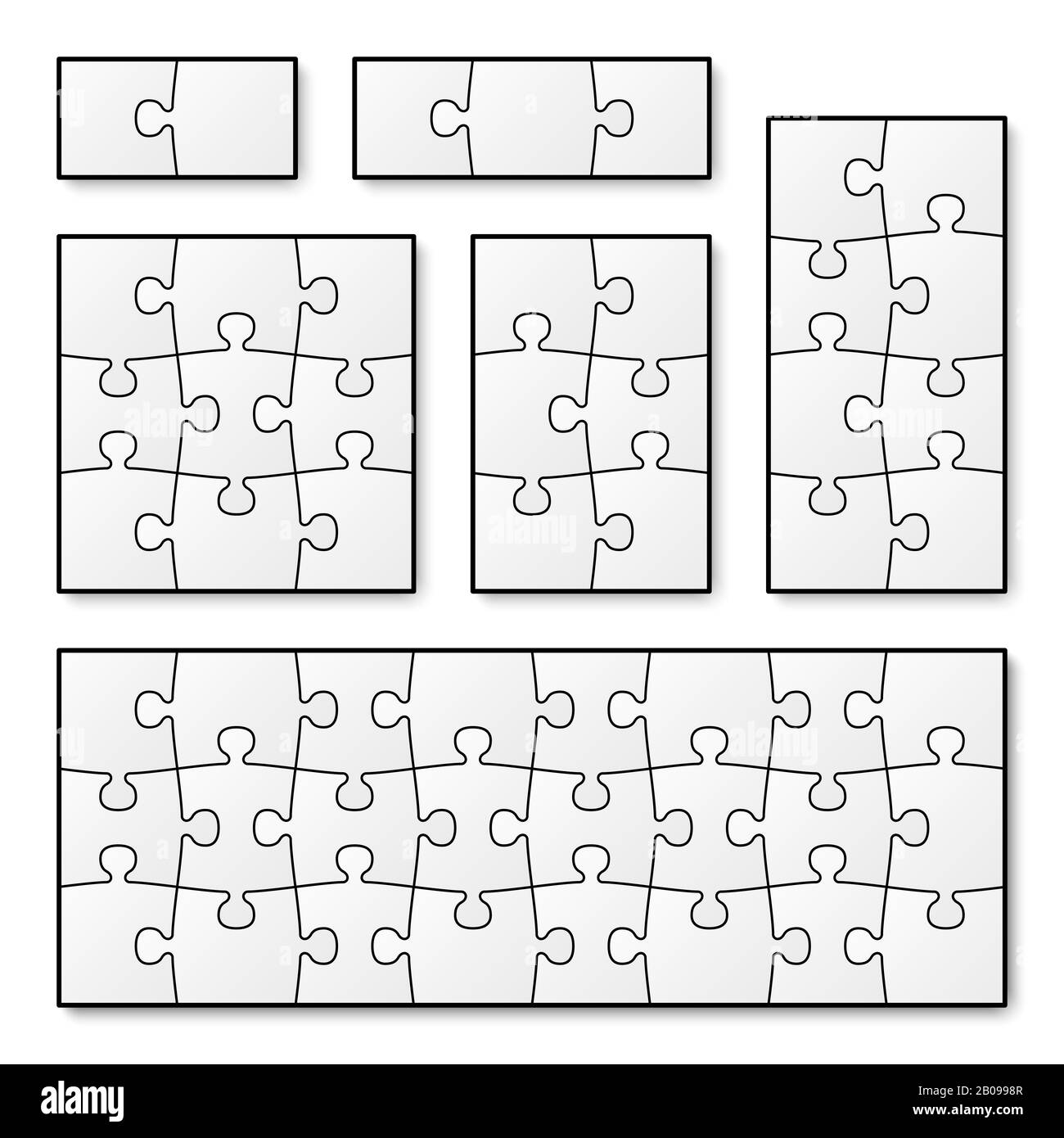 Vector blank puzzle pieces for jigsaw game. Pattern puzzle jigsaw, game illustration part puzzle Stock Vector