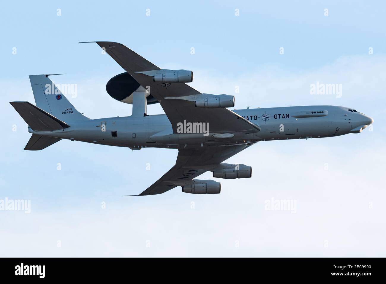 A Boeing E-3 Sentry airborne early warning and control AWACS aircraft of the NATO. Stock Photo