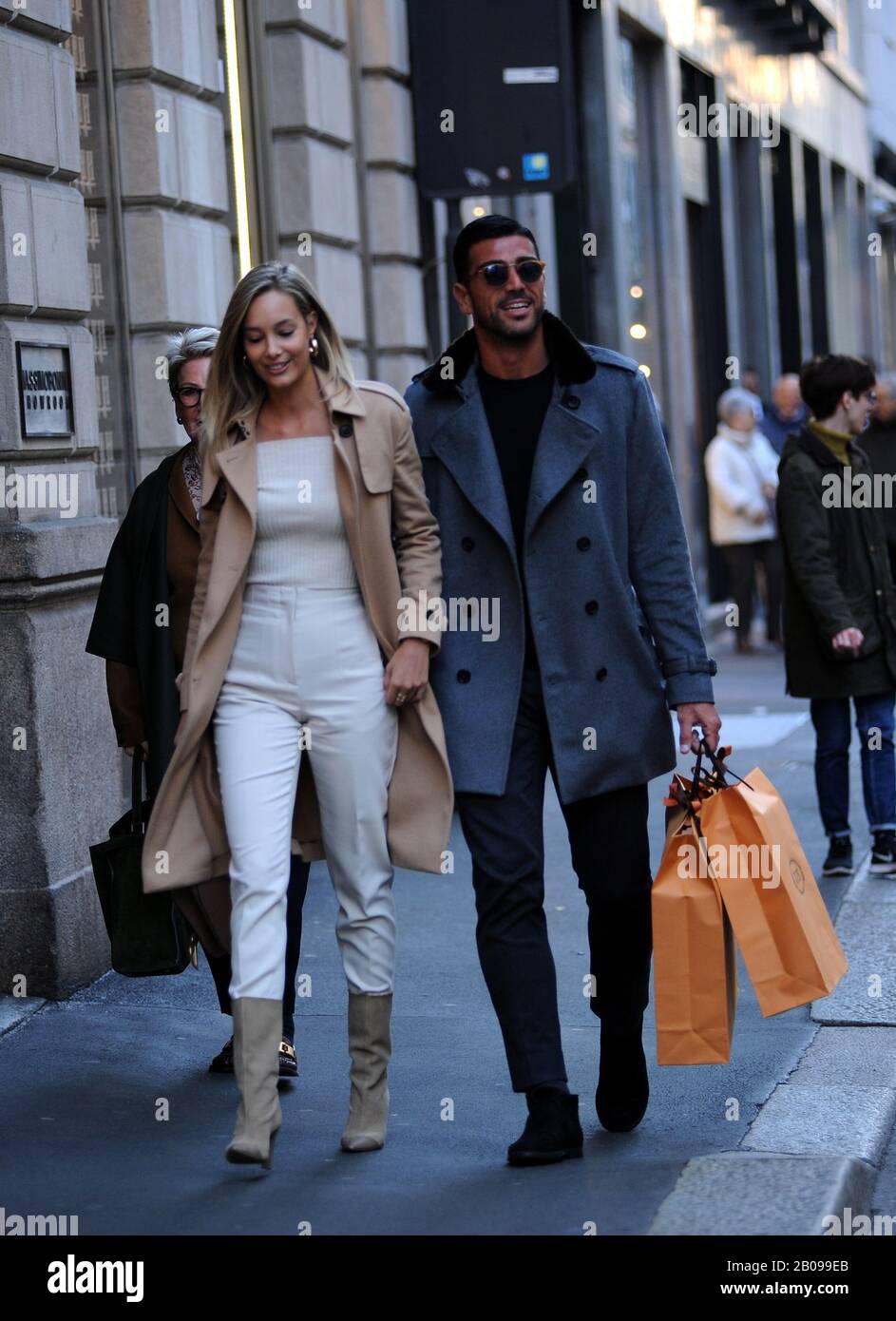 Milan Graziano Pelle And Fiancee Viktoria Varga In The Center Graziano Pelle Striker Who Plays In China In The Shandong Luneng A Former Italian National Team Walks Through The Streets Of The
