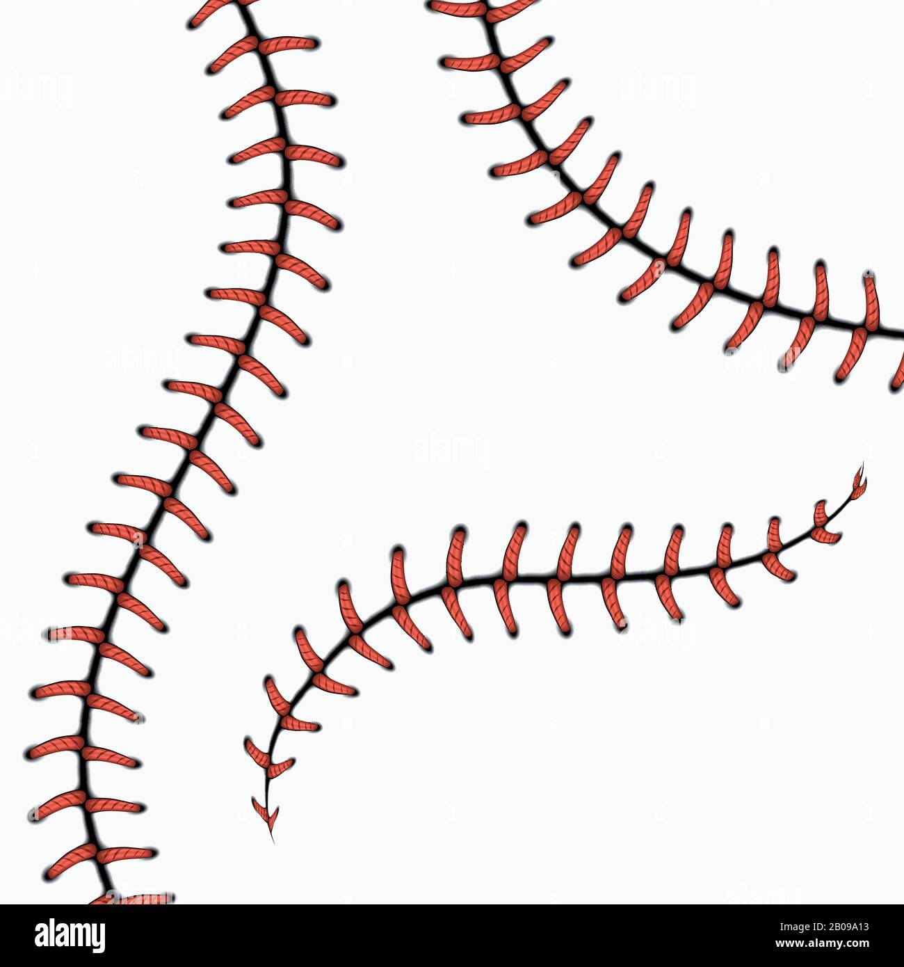 Baseball stitches, softball laces isolated on white. vector set. Red stitch  for ball, line curve seam stitch illustration Stock Vector Image & Art -  Alamy