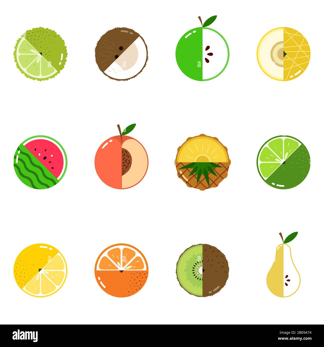 Fruits diversely oriented seamless vector pattern on white background Stock Vector