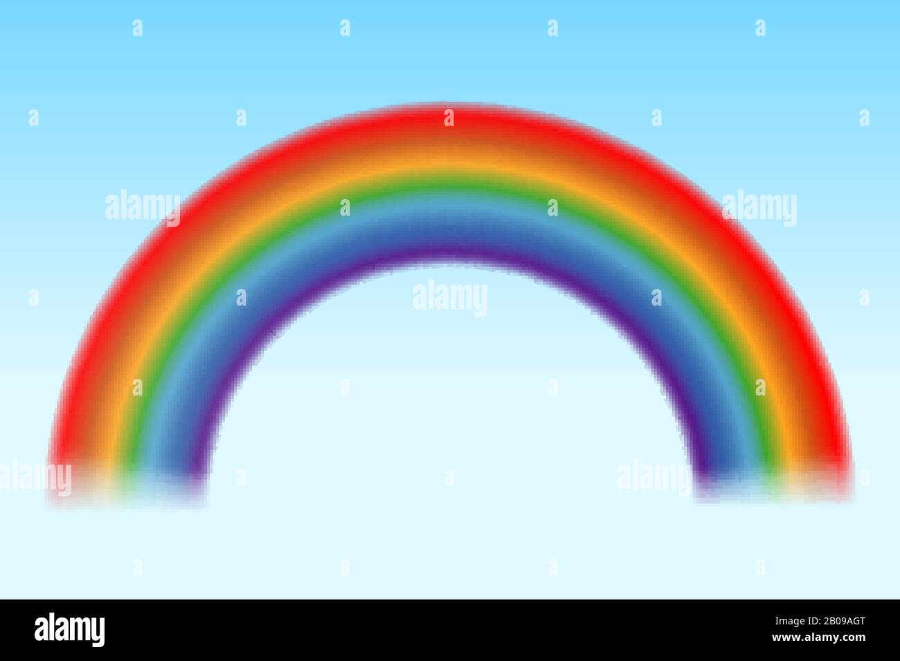 Bright rainbow blue sky. Summer beauty rainbow background, vector illustration Stock Vector