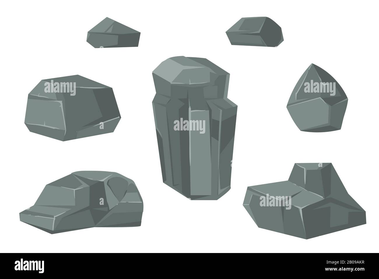 Stones and rocks cartoon vector boulder. Set of stone for web design illustration Stock Vector