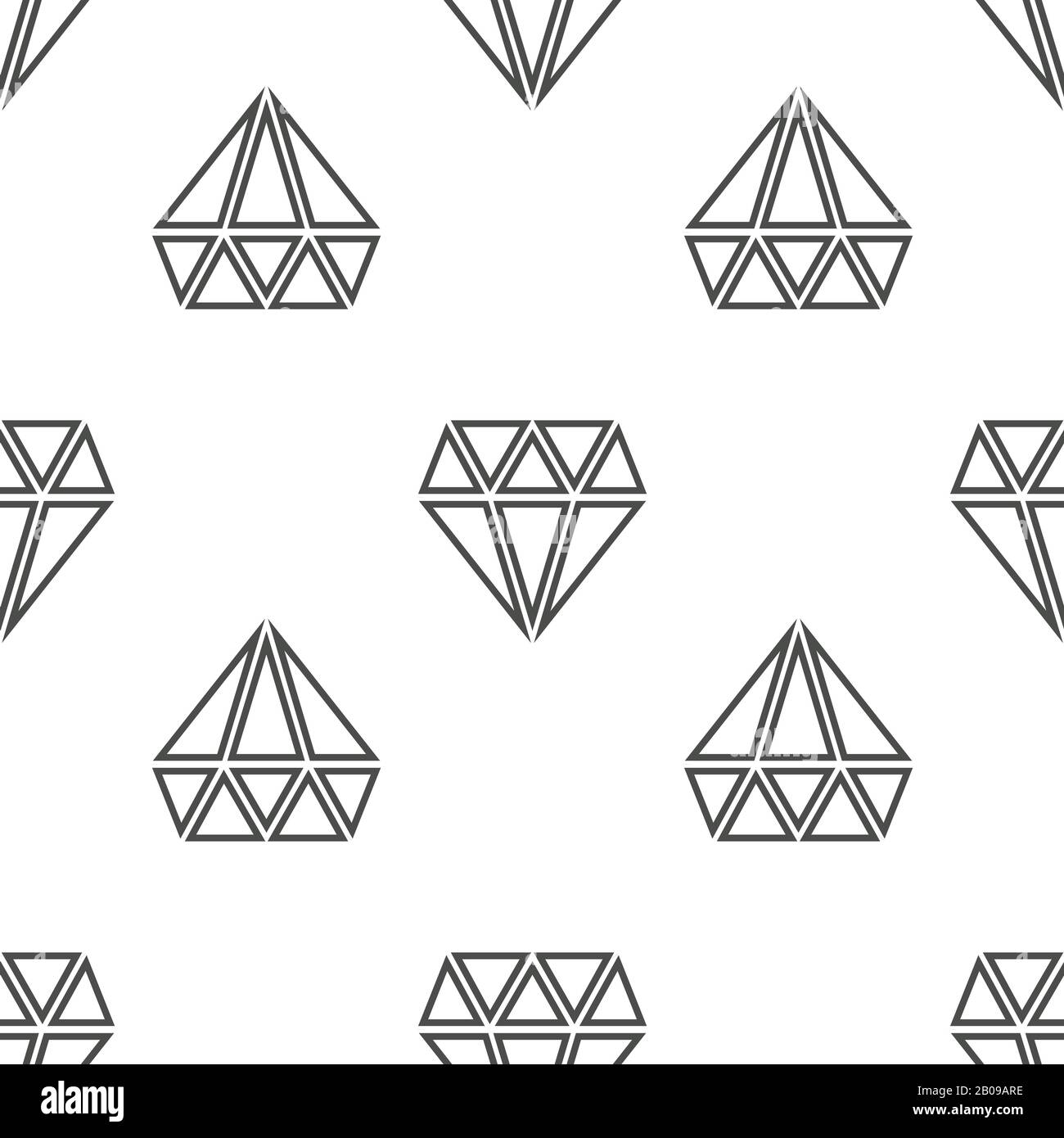Diamonds vector seamless pattern in black and white. Linear background illustration Stock Vector