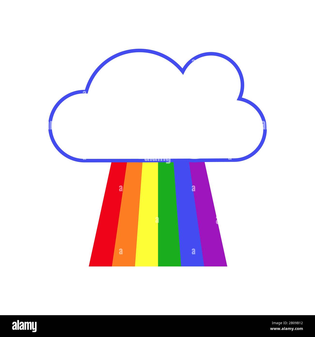 Vector rainbow and cloud white background. Design of weather after rain illustration Stock Vector