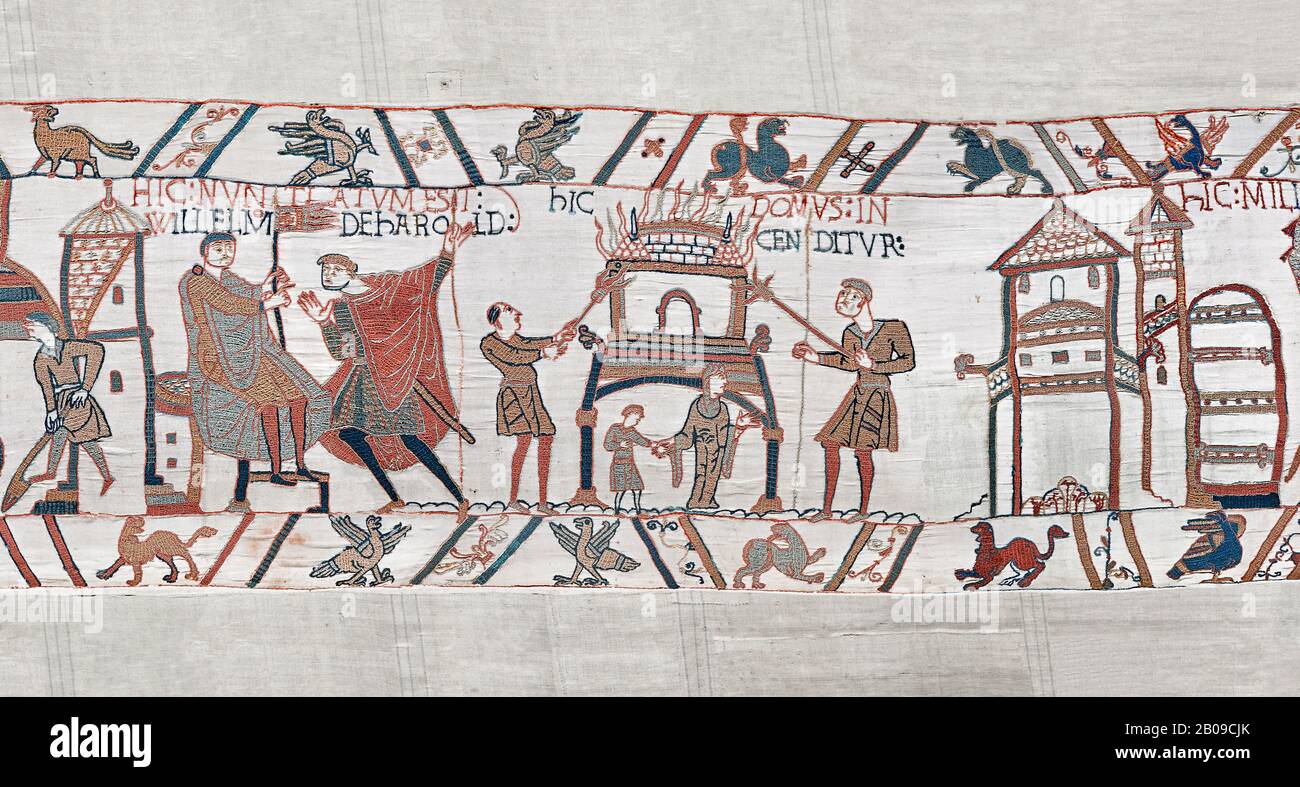 Bayeux Tapestry scene 46: Duke William id told of Harolds army arrival ...