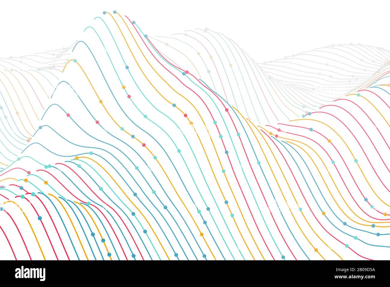 3D digital colored wireframe landscape on white background Stock Vector ...