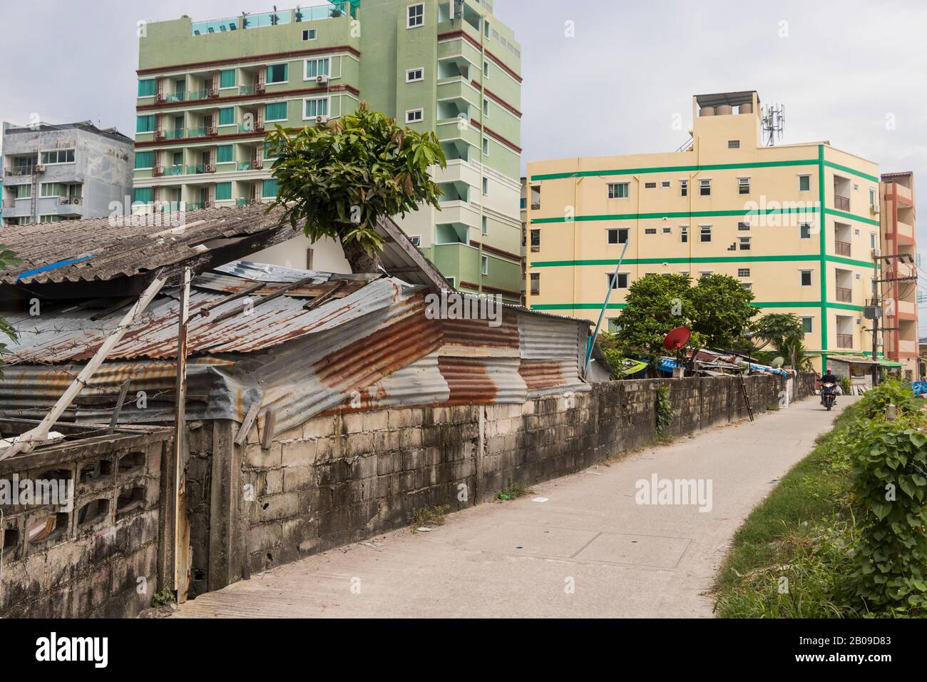 Dirty and old street in Patong, Phuket, Thailand. Stock Photo