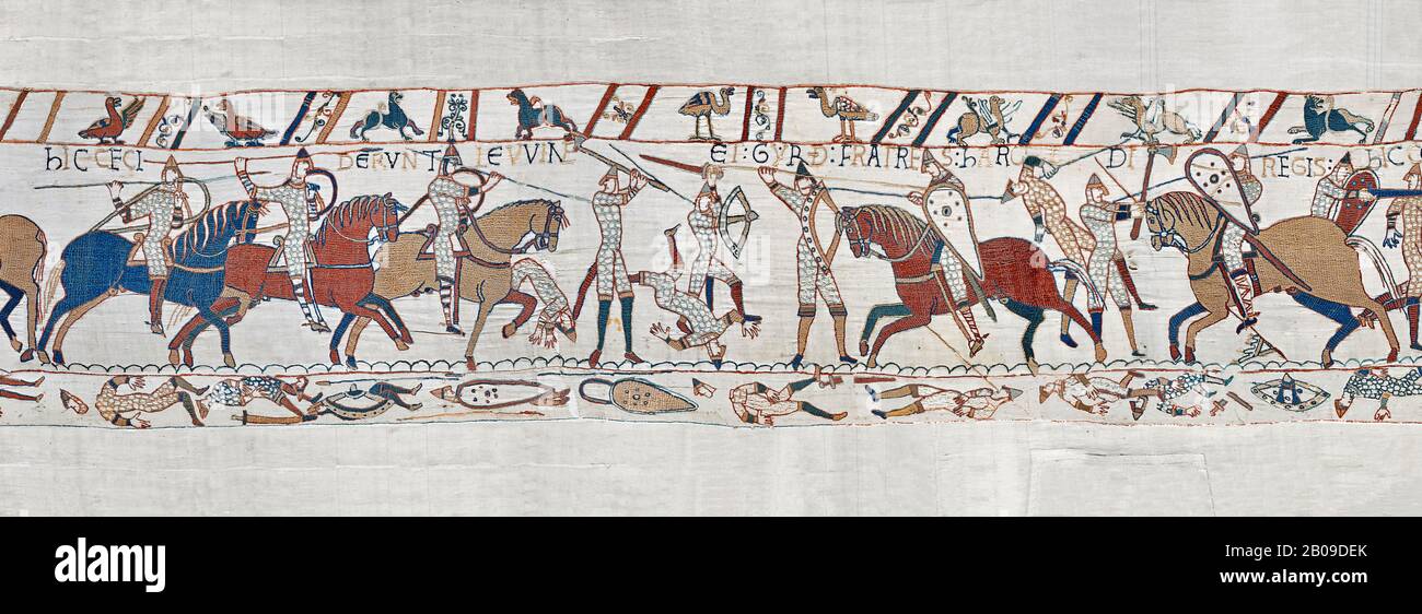 bayeux-tapestry-scene-52-harpld-brother-duke-of-lewine-and-byrd-is