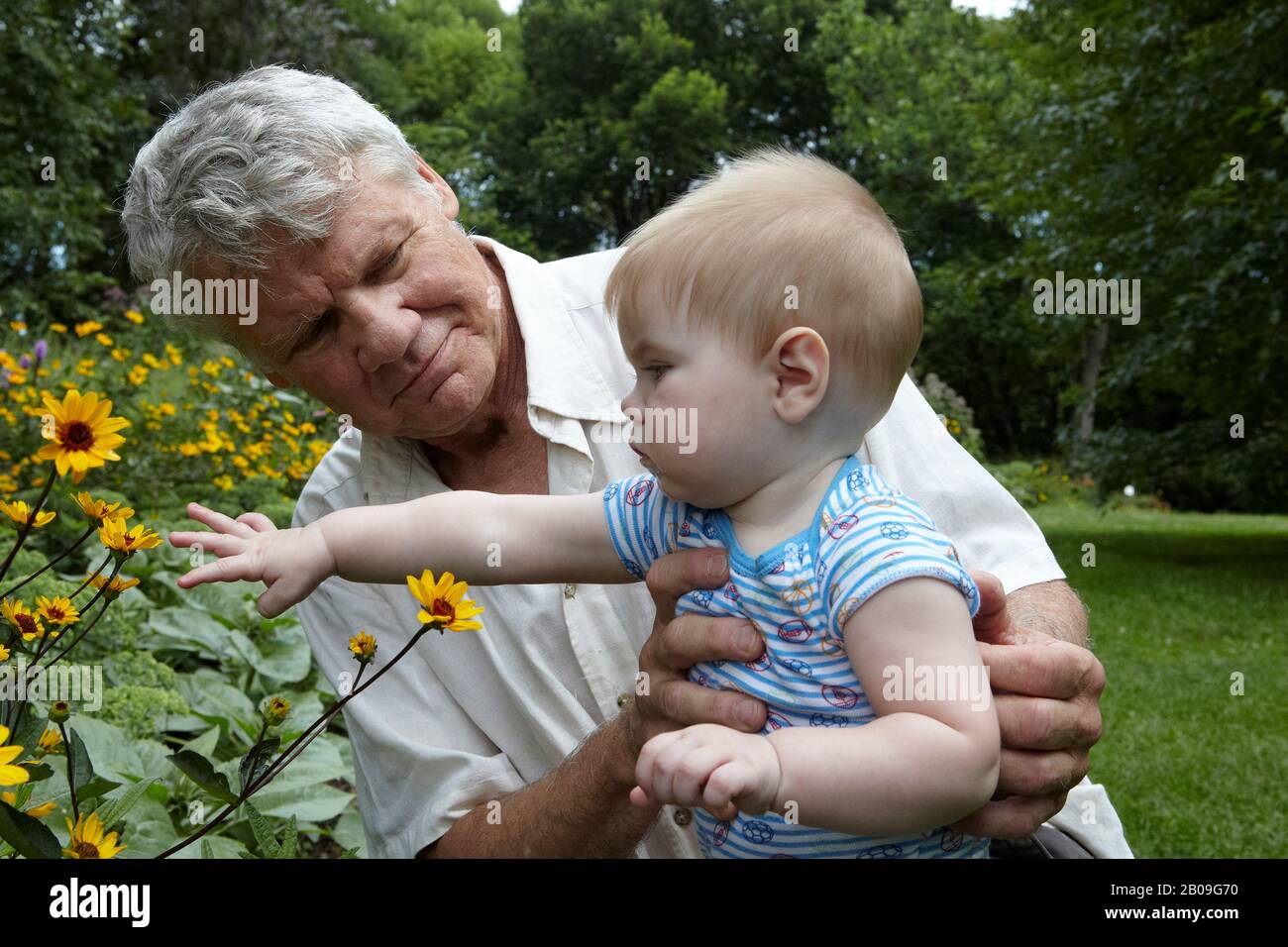 grandfather and Grandson Stock Photo