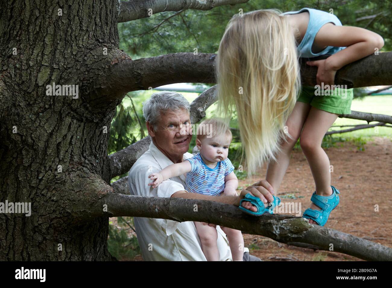 girl climbing tree Stock Photo