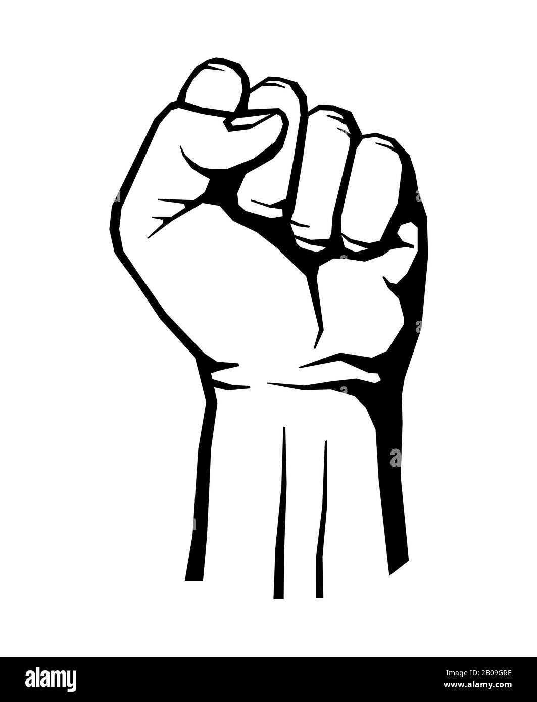 Protest, rebel vector revolution poster. Human clenched fist illustration Stock Vector