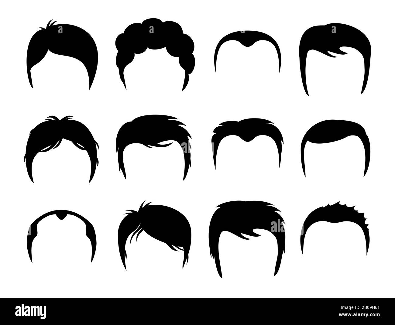 Men vector silhouette shapes of haircuts. Illustration of black hairstyle  Stock Vector Image & Art - Alamy