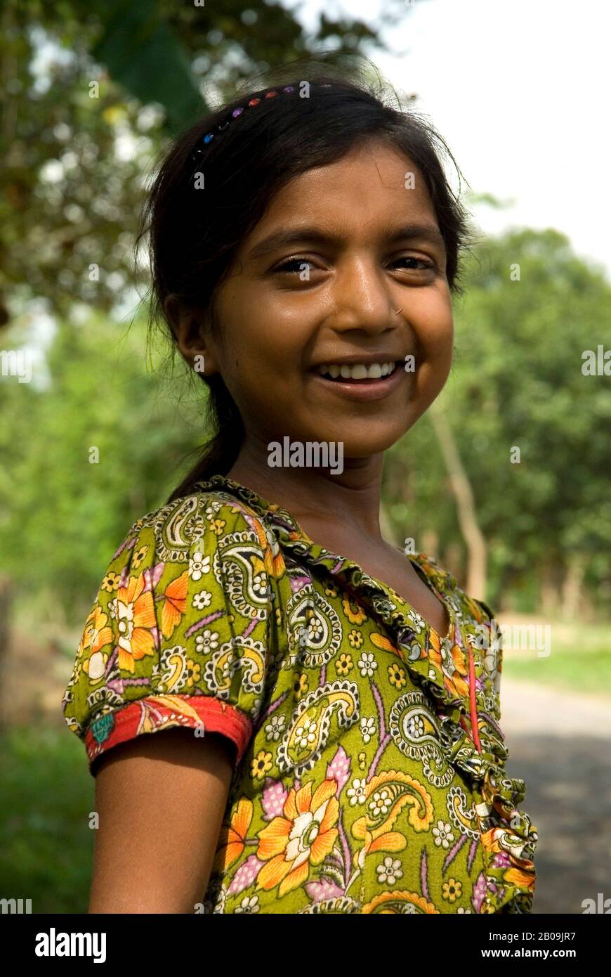 A portrait of a young girl in Matiranga, Khagrachari, Bangladesh. May 11, 2010. Stock Photo