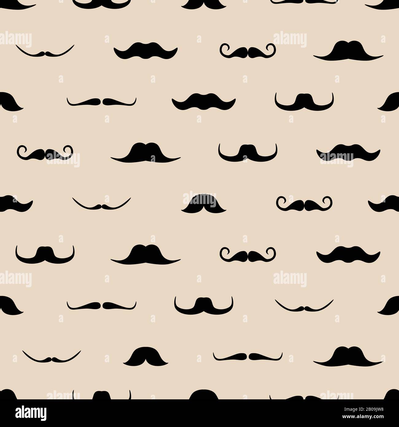 Vintage dad mustaches vector seamless pattern. Background with hipster mustaches, illustration of gentleman mustache Stock Vector