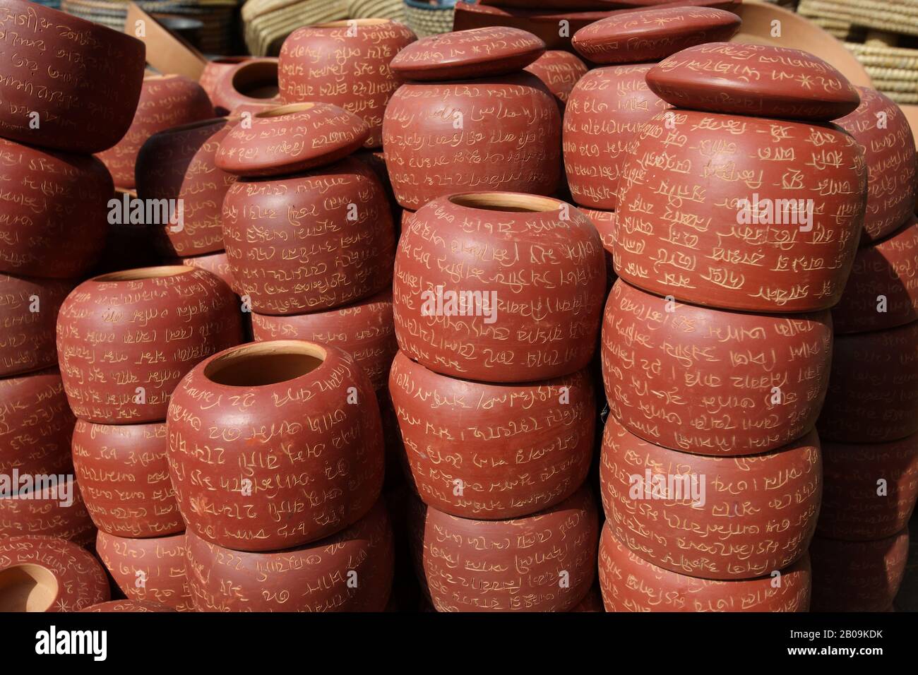 Colourful  pottery shop  on the occasion of Jabbar er Boli khela, a century old wrestling competition, one of the oldest traditions of Chittagong in Bangladesh, held in the first month of the Bangla year- Baishakh. April 25, 2009. Stock Photo