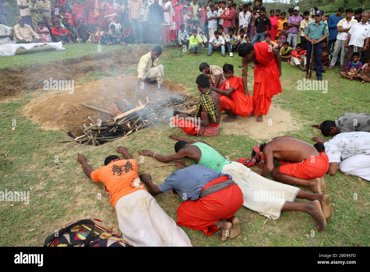 Hindu devotees perform rituals of Charak Puja, in Sylhet, Bangladesh. April 14, 2010. Stock Photo