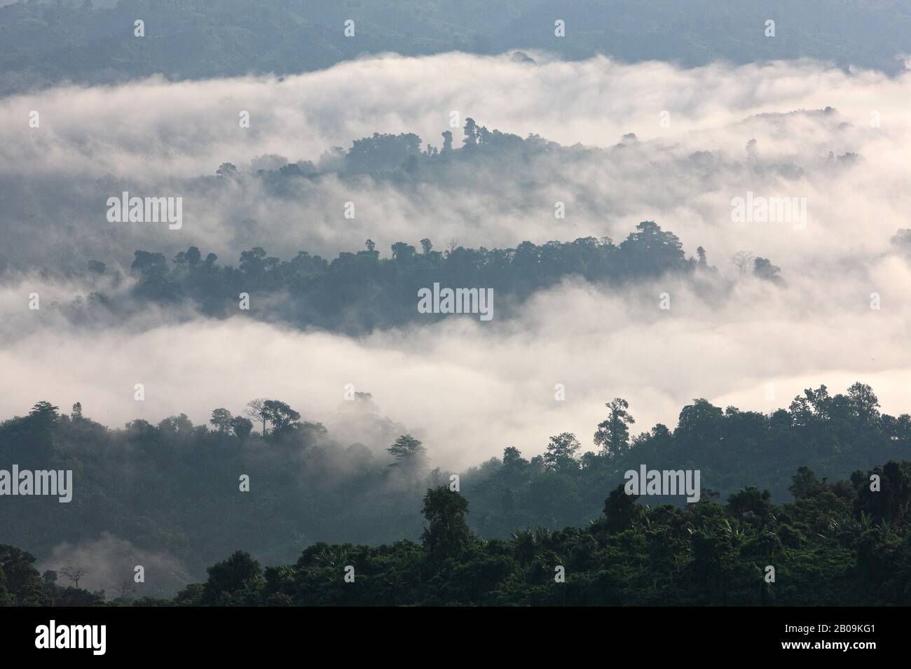 Aerial view of clouds over the Chimbuk hill. Bandarban, Bangladesh. November 2010. Stock Photo