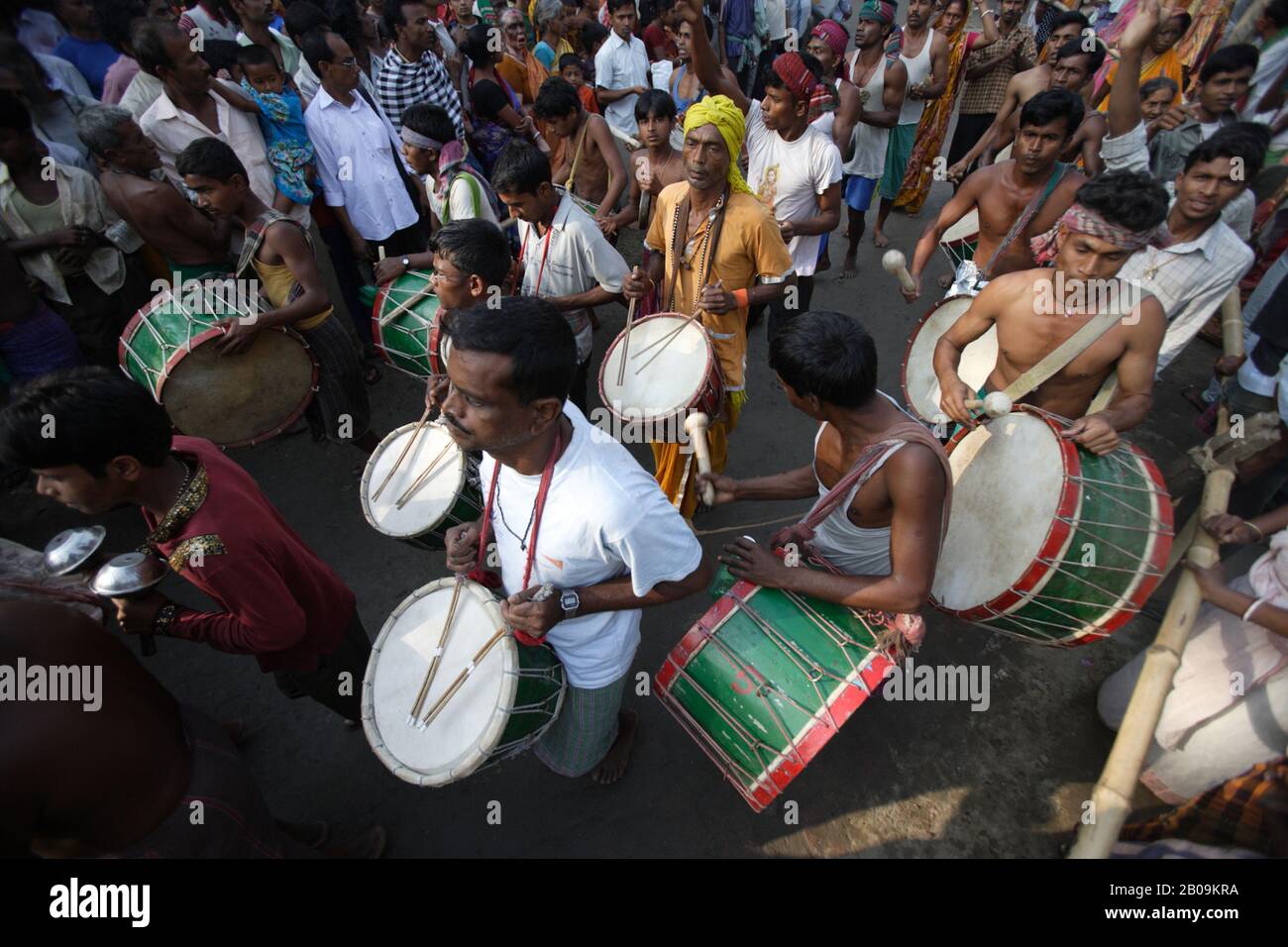 People from Hindu Matuya community dance. Urakandi, Gopalganj, Bangladesh. March, 2010. Stock Photo