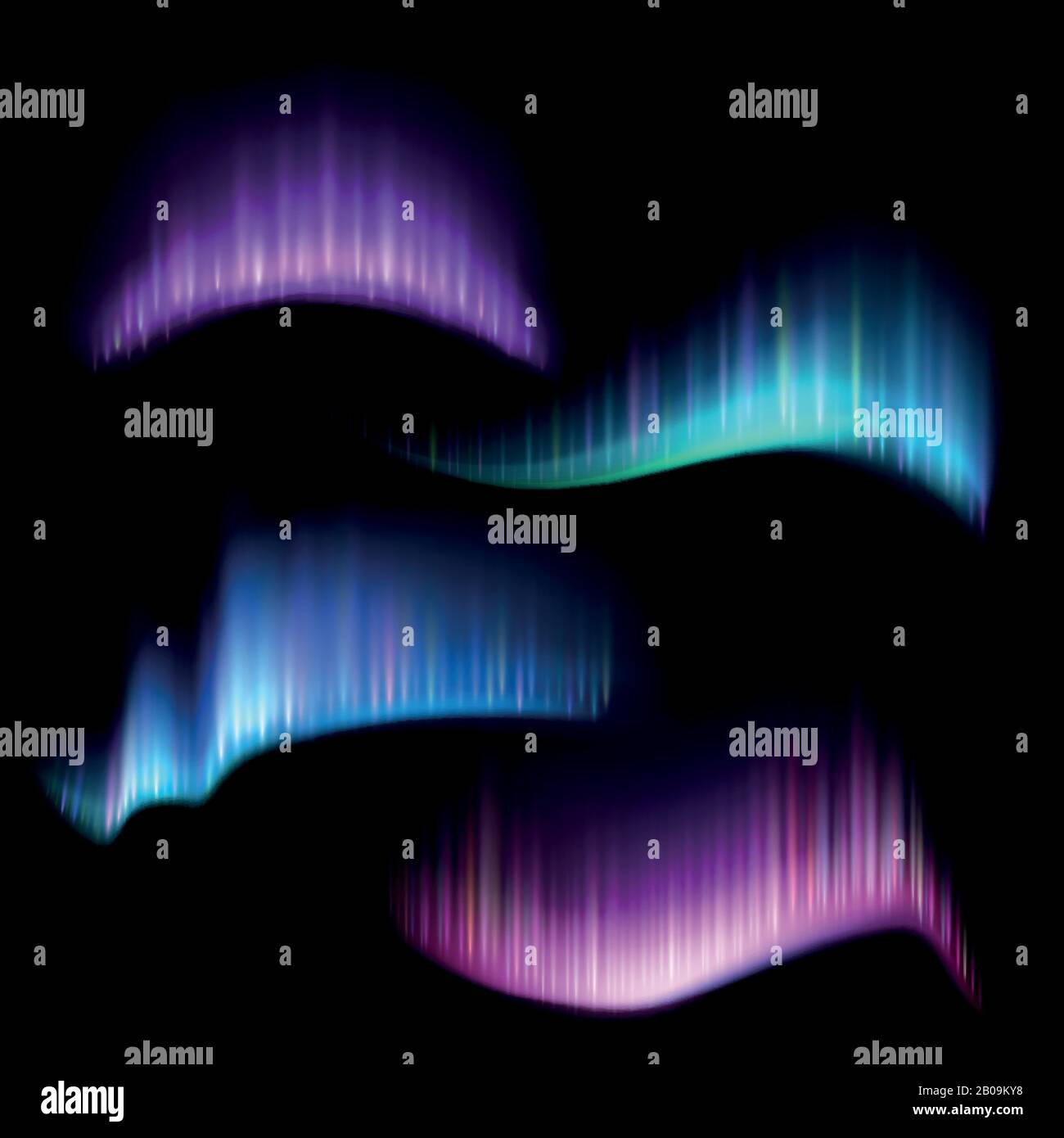 Northern aurora lights strips, aurora borealis vector set. Illustration ...