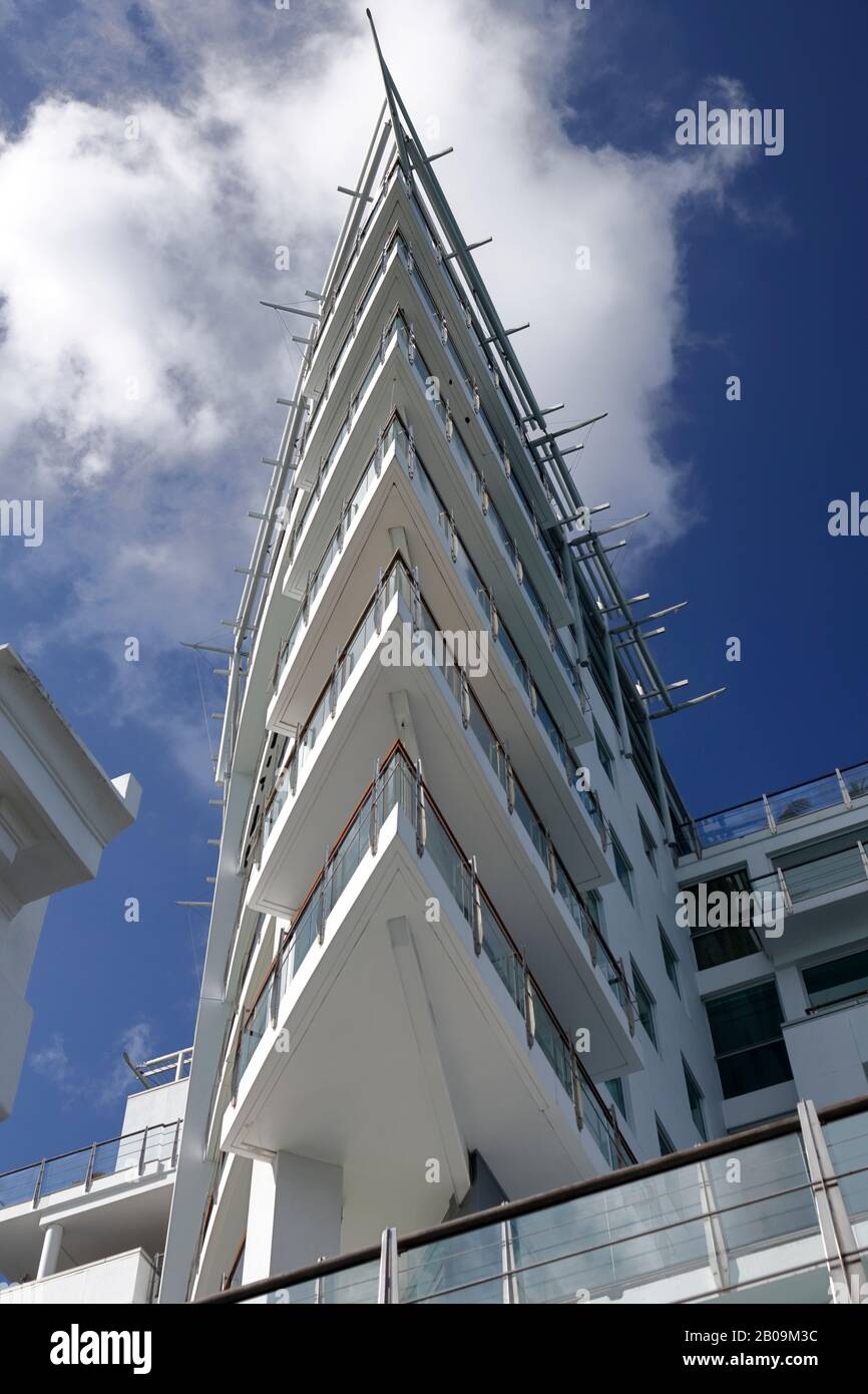 Architectural features of a building in the Auckland CBD, Auckland, New