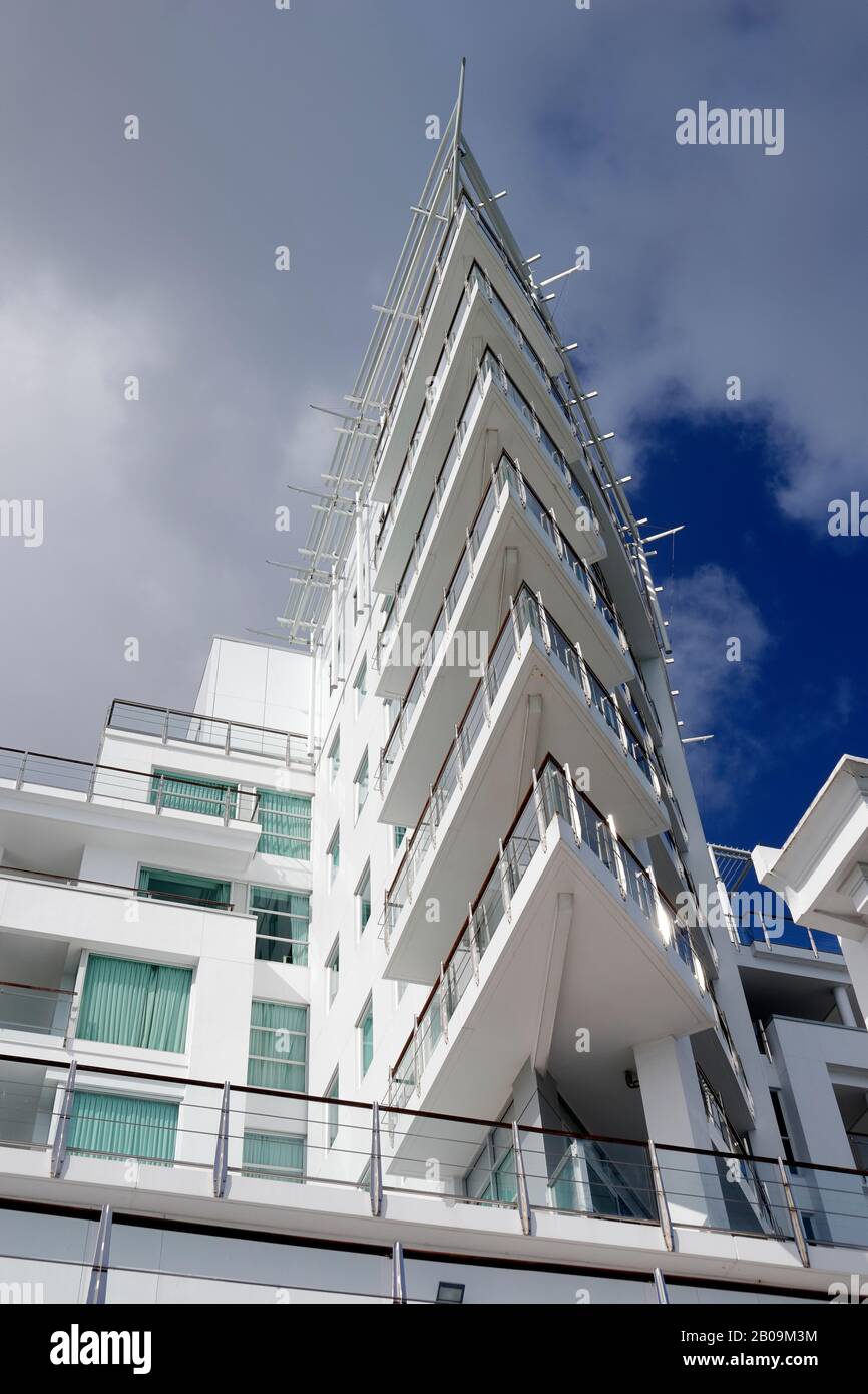 Architectural features of a building in the Auckland CBD, Auckland, New