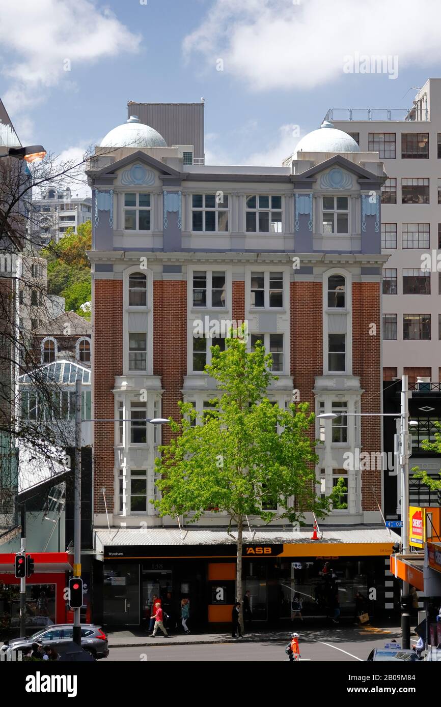 Architectural features of a building in the Auckland CBD, Auckland, New